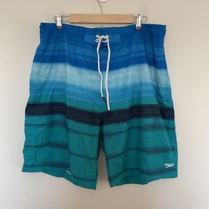 Speedo Mens Swimwear Ombre Striped Bondi Swim Trunks Blue Green Sz XXL